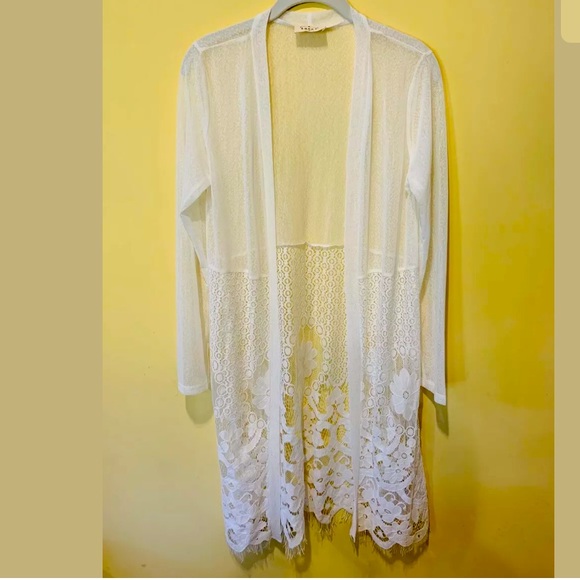 ember Sweaters - MAKE AN OFFER‼️ EMBER Sheer Duster Fringe NWOT.